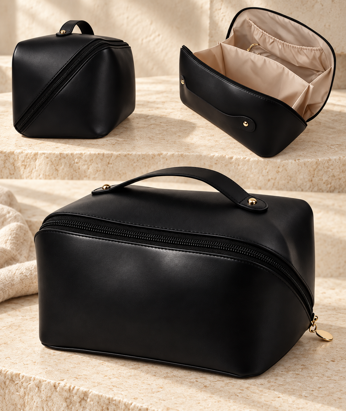 Faux Leather Cosmetic Bag