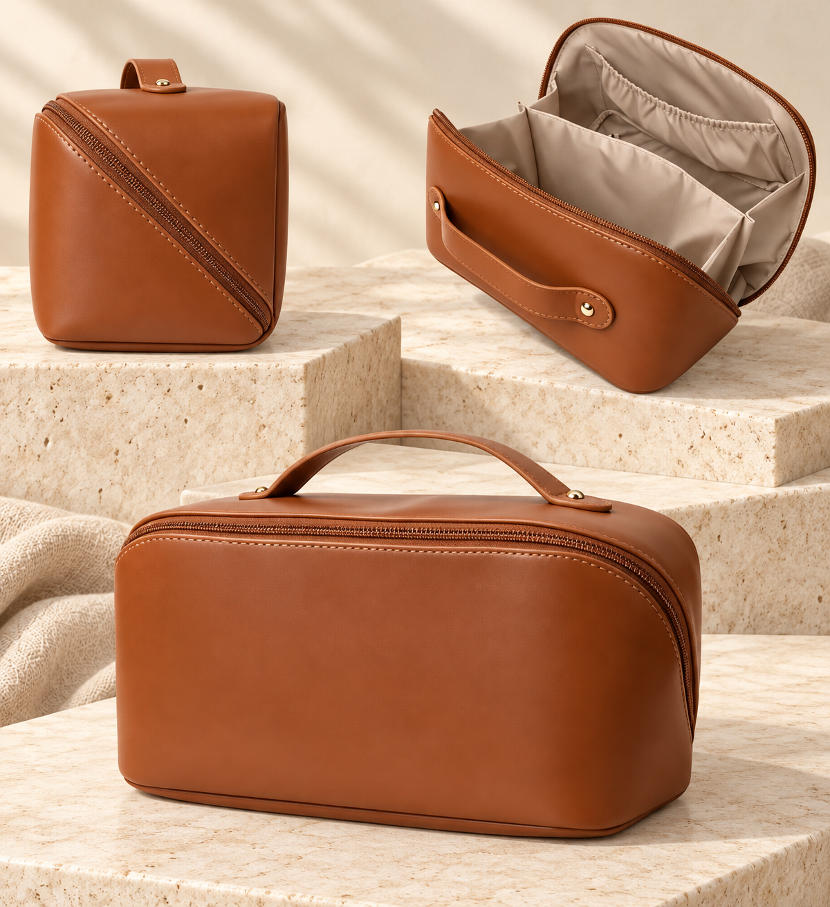 Faux Leather Cosmetic Bag