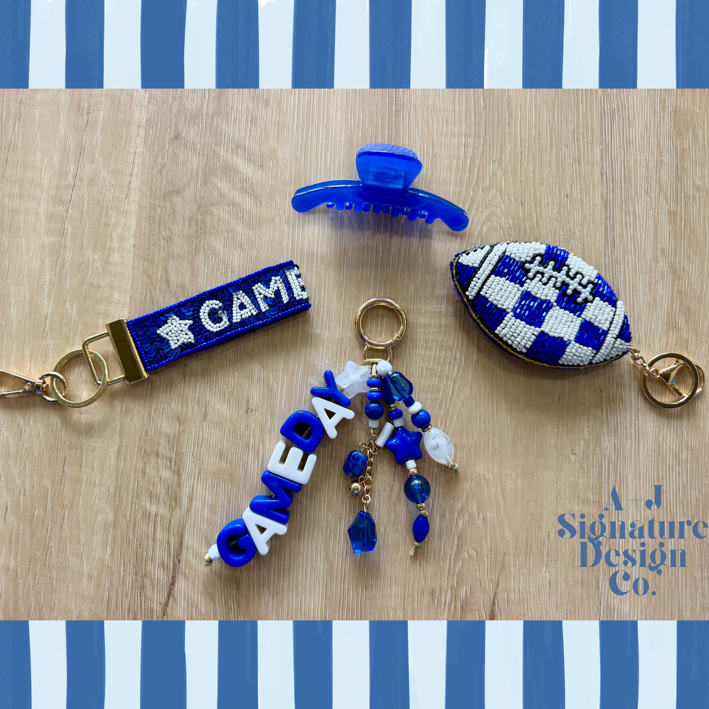 Beaded Star Game Day Keychain