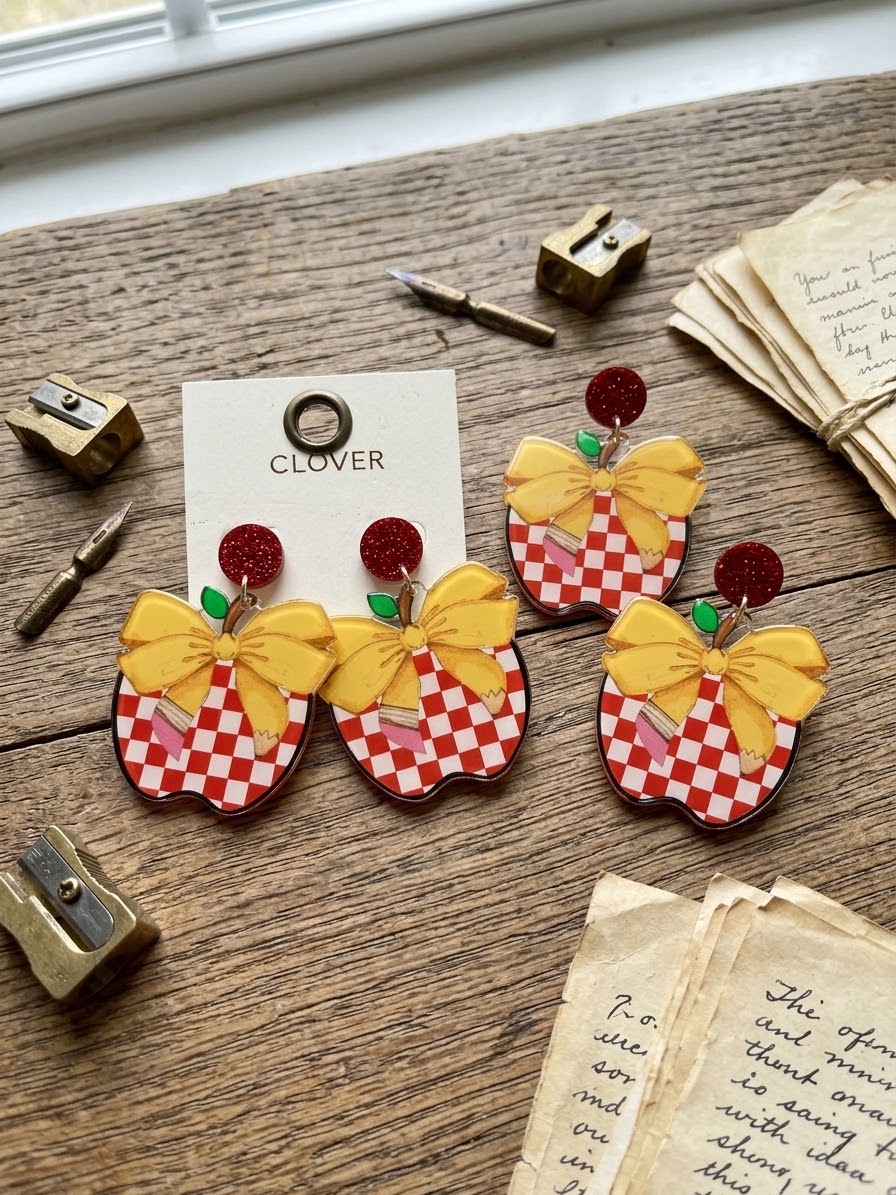Checkered Apple Earrings